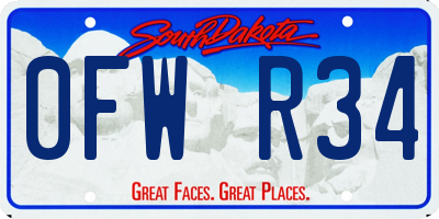 SD license plate 0FWR34