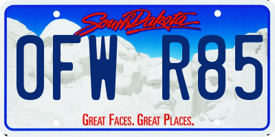 SD license plate 0FWR85