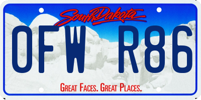 SD license plate 0FWR86