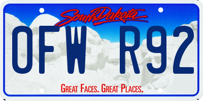 SD license plate 0FWR92