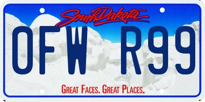 SD license plate 0FWR99