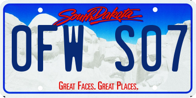 SD license plate 0FWS07