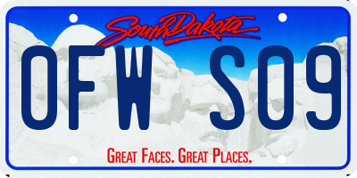 SD license plate 0FWS09