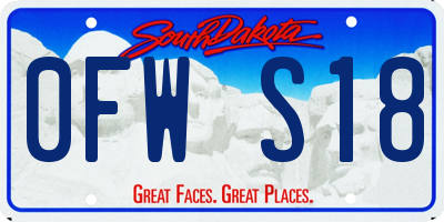 SD license plate 0FWS18