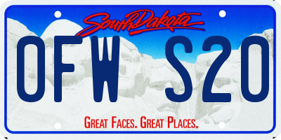 SD license plate 0FWS20