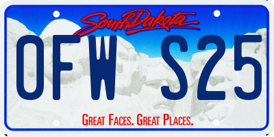 SD license plate 0FWS25