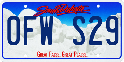 SD license plate 0FWS29