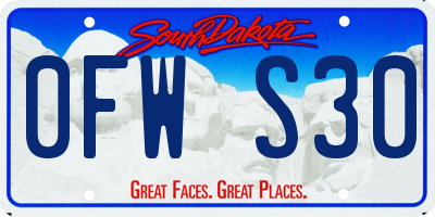SD license plate 0FWS30