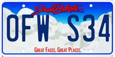 SD license plate 0FWS34
