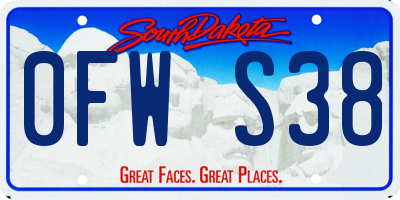 SD license plate 0FWS38