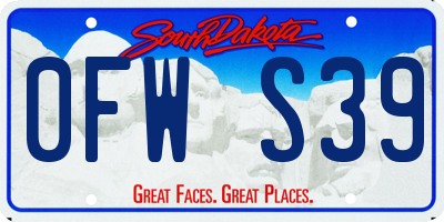 SD license plate 0FWS39