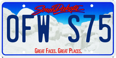 SD license plate 0FWS75