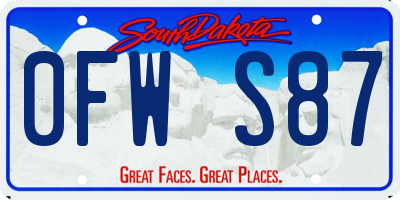 SD license plate 0FWS87