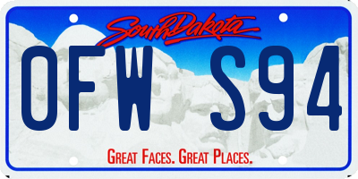 SD license plate 0FWS94