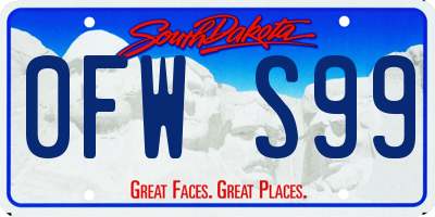 SD license plate 0FWS99