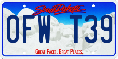 SD license plate 0FWT39