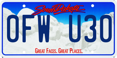 SD license plate 0FWU30