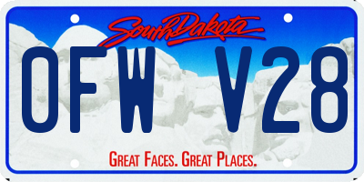 SD license plate 0FWV28