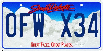 SD license plate 0FWX34