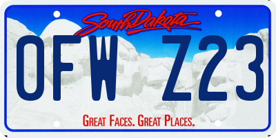 SD license plate 0FWZ23