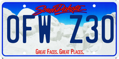 SD license plate 0FWZ30