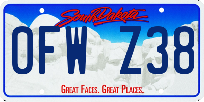 SD license plate 0FWZ38