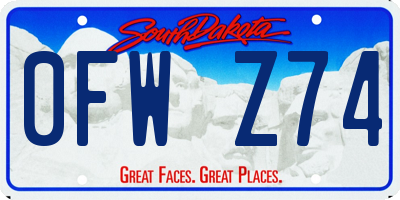 SD license plate 0FWZ74