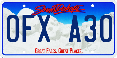 SD license plate 0FXA30