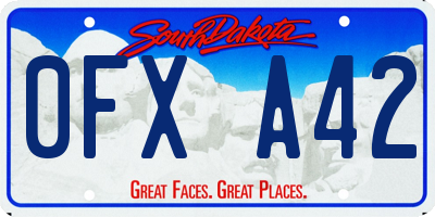 SD license plate 0FXA42