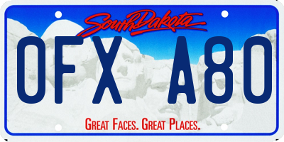 SD license plate 0FXA80