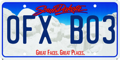 SD license plate 0FXB03