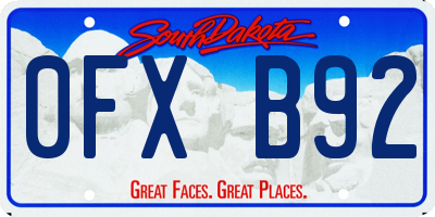 SD license plate 0FXB92