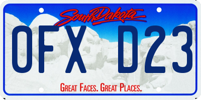 SD license plate 0FXD23