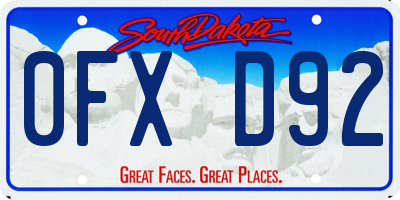 SD license plate 0FXD92