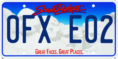 SD license plate 0FXE02