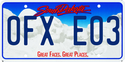 SD license plate 0FXE03