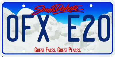 SD license plate 0FXE20