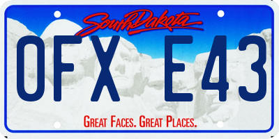 SD license plate 0FXE43