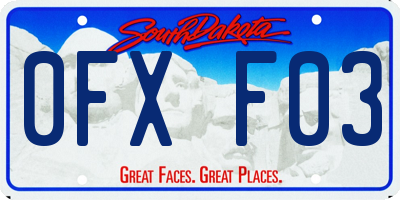 SD license plate 0FXF03