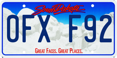 SD license plate 0FXF92