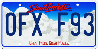 SD license plate 0FXF93