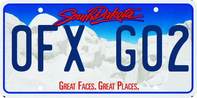 SD license plate 0FXG02