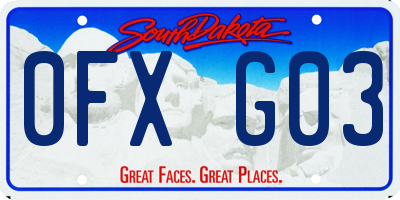SD license plate 0FXG03