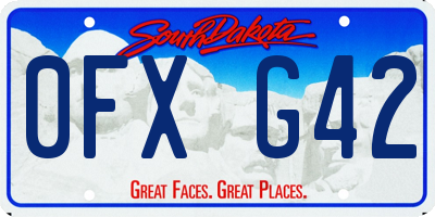SD license plate 0FXG42
