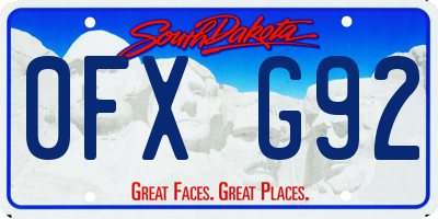 SD license plate 0FXG92