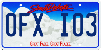 SD license plate 0FXI03