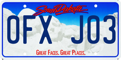 SD license plate 0FXJ03