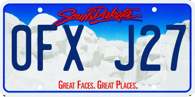 SD license plate 0FXJ27
