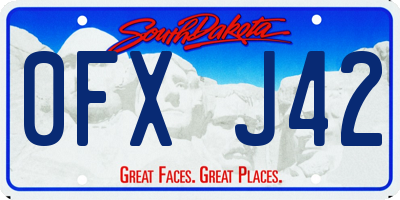 SD license plate 0FXJ42
