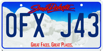 SD license plate 0FXJ43